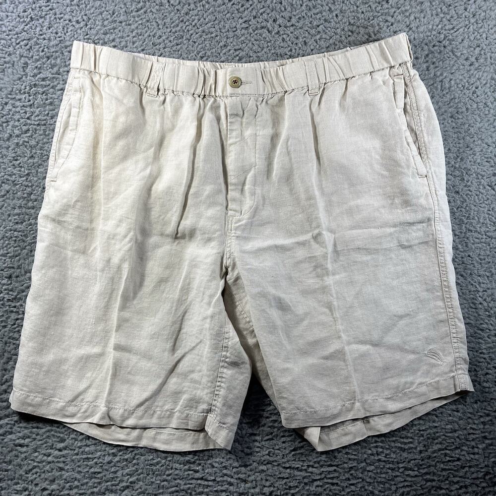 Tommy Bahama Mens 100% Linen Drawstring Shorts Size 2XB Big & Tall Natural 42”